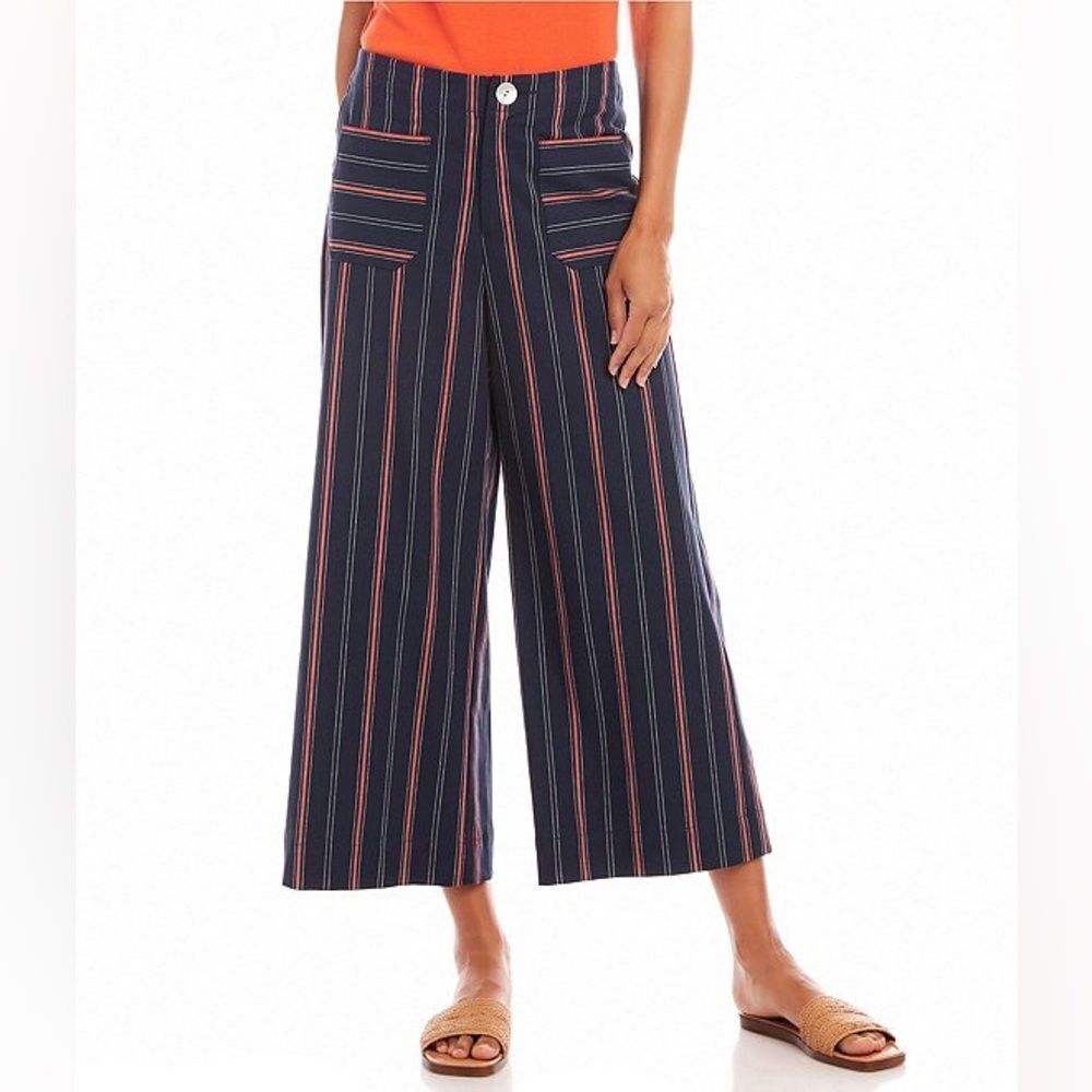 Karen Kane Stripe Cropped Wide Leg Pants Size 4